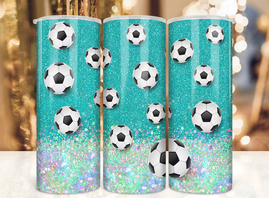 Glitter Soccer Tumbler